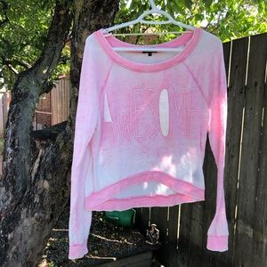 BABY PINK “AWESOME” CROPPED SWEATSHIRT